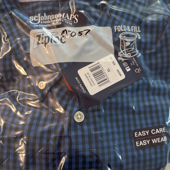 Chaps Classic Dark Blue Mens Long Sleeve Collared Button Gingham Shirt XL NWT - Picture 13 of 13